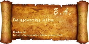Benyovszky Alba névjegykártya